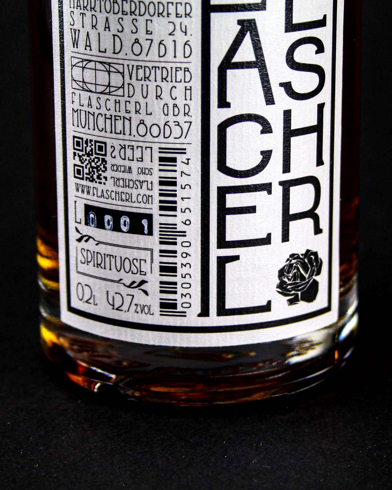 the flascherl spirit corporate identity branding consulting creative strategy art direction packaging typography and corporate font label helvetica boeklin jugendstil art noveau gin lager matured barrel